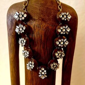 Tortishell and Crystal Statement Necklace, Stella & Dot, Retired, Rare find!